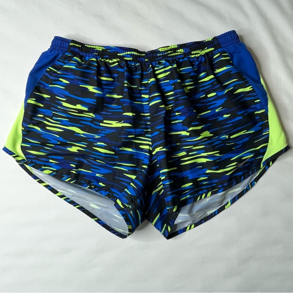 Nike Dri Fit Blue and Green Athletic/Running  Shorts. Size Large